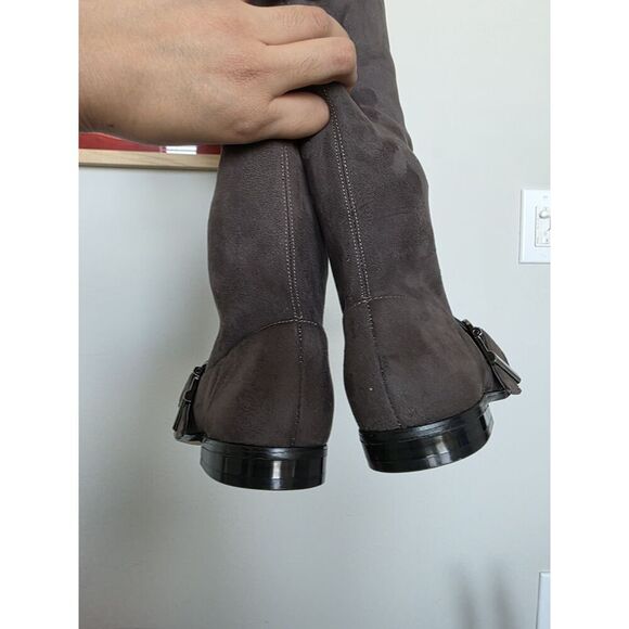 NINE WEST Brown Allair Over The Knee Round-Toe Pull-On Block Heel Boots Size 5.5 - Picture 7 of 7